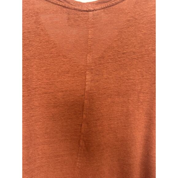 Tahari Womens 100% Linen Asymmetrical Top Size L Comfort Casual Rust Orange - Picture 8 of 11